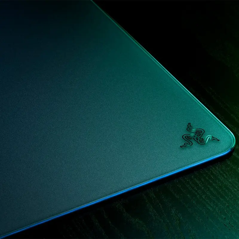 Razer Atlas Gaming Mousepad, Tempered Glass Surface with Micro-etched Texturing, Anti-slip Rubber Base, 450mm x 400mm x 5mm, Black, Oleophobic Coating