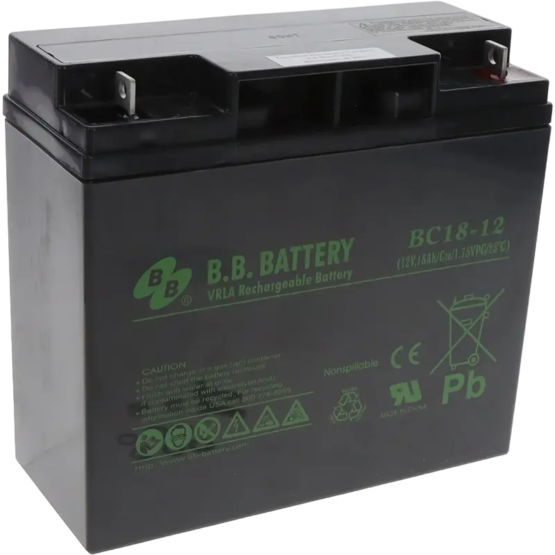 Baterie Reincarcabila B.B. Battery BC18-12 VRLA AGM 12V 18Ah fara Mentenanta pentru UPS Sisteme de Securitate cu Terminale B1 M5