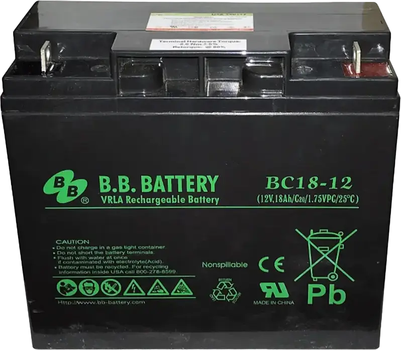 Baterie Reincarcabila B.B. Battery BC18-12 VRLA AGM 12V 18Ah fara Mentenanta pentru UPS Sisteme de Securitate cu Terminale B1 M5