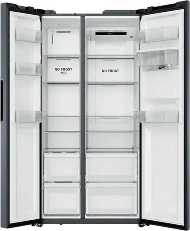 Candy CNSQ2T918EWX Side-by-Side Refrigerator, 527L Total Capacity, No Frost, Water Dispenser, hOn Smart Control, Inverter Technology, Stainless Steel