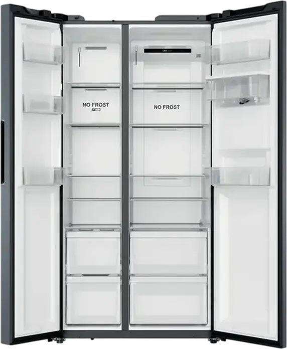 Candy CNSQ2T918EWX Side-by-Side Refrigerator, 527L Total Capacity, No Frost, Water Dispenser, hOn Smart Control, Inverter Technology, Stainless Steel