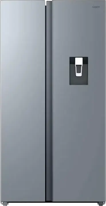 Candy CNSQ2T918EWX Side-by-Side Refrigerator, 527L Total Capacity, No Frost, Water Dispenser, hOn Smart Control, Inverter Technology, Stainless Steel