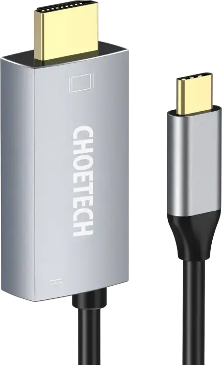 Choetech XCH-M180 USB Type-C to HDMI Adapter, 4K UHD @60Hz, PD Charging Support, Gold-plated Connectors, 1.8m Cable, Silver