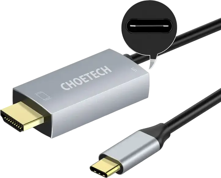 Choetech XCH-M180 USB Type-C to HDMI Adapter, 4K UHD @60Hz, PD Charging Support, Gold-plated Connectors, 1.8m Cable, Silver