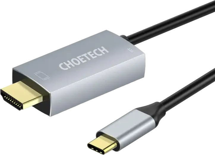 Choetech XCH-M180 USB Type-C to HDMI Adapter, 4K UHD @60Hz, PD Charging Support, Gold-plated Connectors, 1.8m Cable, Silver