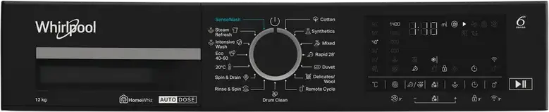 Стиральная машина Whirlpool WPM 27W ADS EE с фронтальной загрузкой, 12 кг, класс A, 1400 об/мин, инверторный двигатель, Auto Dose, Steam, HomeWhiz