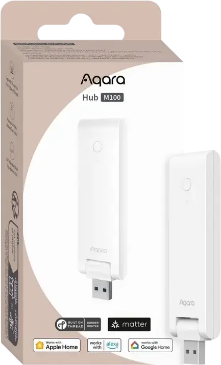 Aqara Hub M100 Hub Casa Inteligenta, Router Border Thread Certificat Matter, Zigbee, Wi-Fi 6, BLE 5.2, Extensor Mesh, USB-A, Alb
