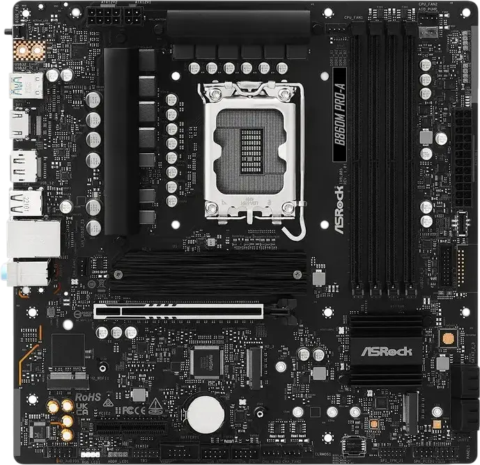 Placa de baza ASRock B860M PRO-A Micro-ATX LGA1851 Intel B860 DDR5 8666+MHz PCIe 5.0 M.2 Gen5 2.5GbE pentru Intel Core Ultra Series 2