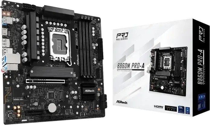 Placa de baza ASRock B860M PRO-A Micro-ATX LGA1851 Intel B860 DDR5 8666+MHz PCIe 5.0 M.2 Gen5 2.5GbE pentru Intel Core Ultra Series 2