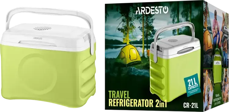 Frigider de Calatorie Ardesto CR-21L 2-in-1 cu Functie de Racire si Incalzire, 21 Litri, Port USB, Alimentare AC/DC, Verde
