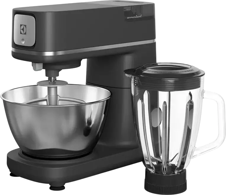 Electrolux E6KM1-8BPT Explore 6 Planetary Mixer, 1200W, 6L and 4L Stainless Steel Bowls, 10-Speed, Black, with Blender and Meat Grinder Attachments