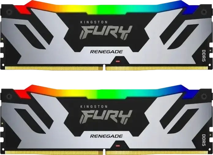 Memorie RAM Kingston FURY Renegade RGB DDR5 32GB (2x16GB) 6400MHz CL32 PC5-51200 KF564C32RSAK2-32 pentru PC, cu Intel XMP 3.0 si RGB LED
