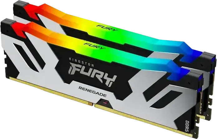 Memorie RAM Kingston FURY Renegade RGB DDR5 32GB (2x16GB) 6400MHz CL32 PC5-51200 KF564C32RSAK2-32 pentru PC, cu Intel XMP 3.0 si RGB LED