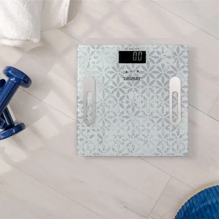 Zelmer ZBS1012 Electronic Body Composition Bathroom Scale, 180kg Capacity, Glass Platform, BMI, Fat, Water, Bone and Muscle Analysis, 10 User Memory