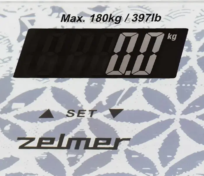Zelmer ZBS1012 Electronic Body Composition Bathroom Scale, 180kg Capacity, Glass Platform, BMI, Fat, Water, Bone and Muscle Analysis, 10 User Memory