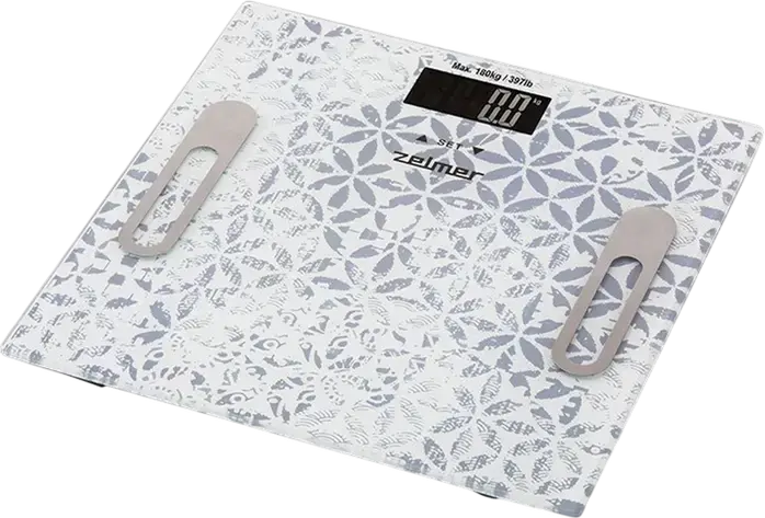 Zelmer ZBS1012 Electronic Body Composition Bathroom Scale, 180kg Capacity, Glass Platform, BMI, Fat, Water, Bone and Muscle Analysis, 10 User Memory