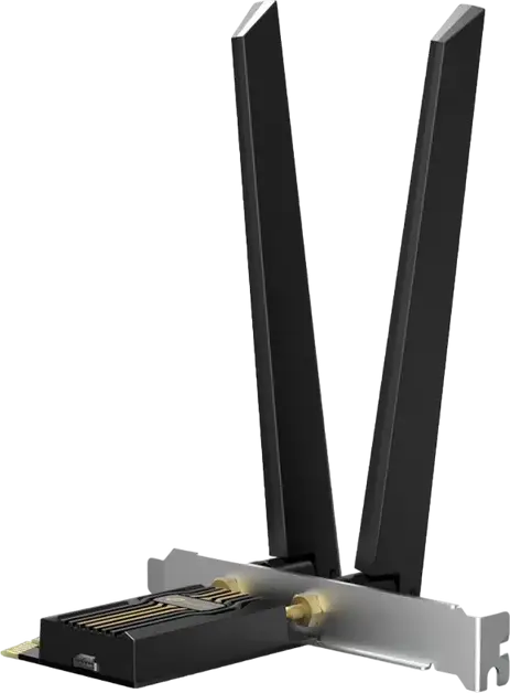Сетевой адаптер PCIe TP-Link Archer TBE552E Wi-Fi 7 BE6452 трехдиапазонный 6ГГц 5ГГц 2.4ГГц 6452 Мбит/с MLO MU-MIMO OFDMA Bluetooth 5.4 с антеннами