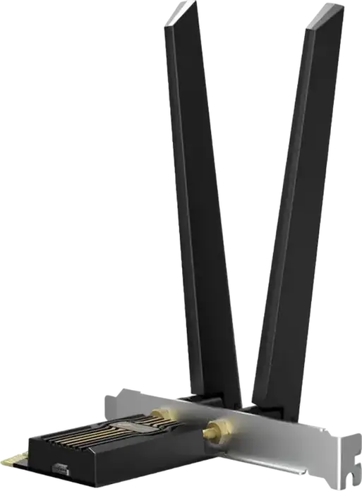 Сетевой адаптер PCIe TP-Link Archer TBE552E Wi-Fi 7 BE6452 трехдиапазонный 6ГГц 5ГГц 2.4ГГц 6452 Мбит/с MLO MU-MIMO OFDMA Bluetooth 5.4 с антеннами