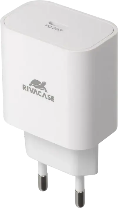 Incarcator de perete Rivacase PS4101 20W USB-C, Fast Charging PD 3.0 si QC 3.0, Priza EU, Alb, Include Cablu USB-C la USB-C 1m
