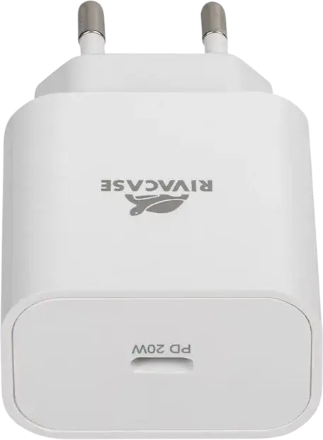 Incarcator de perete Rivacase PS4101 20W USB-C, Fast Charging PD 3.0 si QC 3.0, Priza EU, Alb, Include Cablu USB-C la USB-C 1m