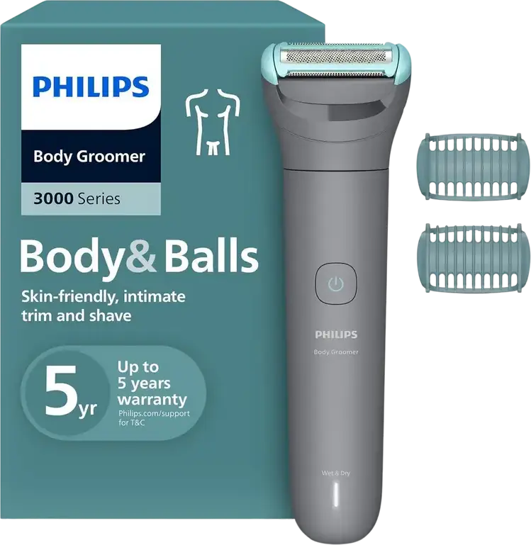 Триммер для тела Philips BG3480/15 Series 3000, система Triple Protect, водонепроницаемый Wet & Dry, Li-ion аккумулятор, 80 мин работы, насадки 2мм и 3мм