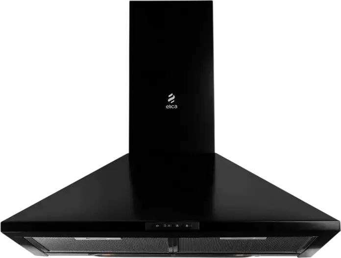 Elica MISSY BL/A/60 Wall-Mounted Cooker Hood, 60cm Black Metal Exhaust and Recirculation Hood, 395 m3/h Extraction Power, LED Lighting, Mechanical Control