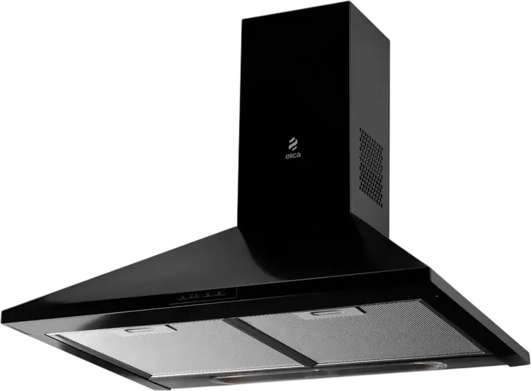 Elica MISSY BL/A/60 Wall-Mounted Cooker Hood, 60cm Black Metal Exhaust and Recirculation Hood, 395 m3/h Extraction Power, LED Lighting, Mechanical Control