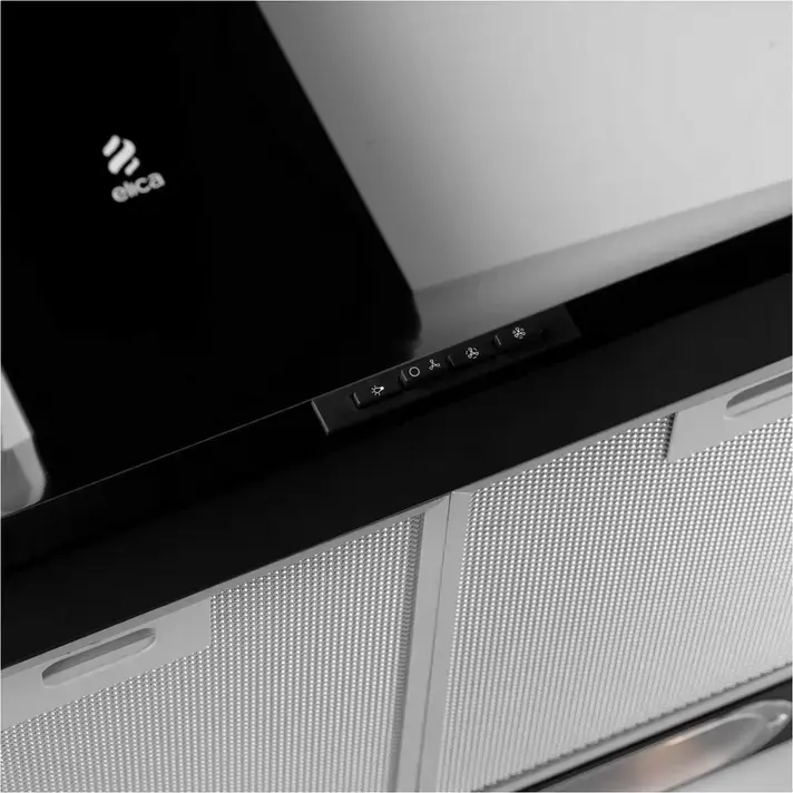 Elica MISSY BL/A/60 Wall-Mounted Cooker Hood, 60cm Black Metal Exhaust and Recirculation Hood, 395 m3/h Extraction Power, LED Lighting, Mechanical Control