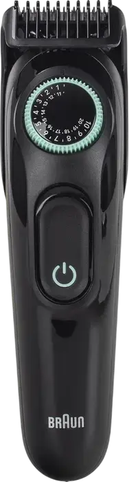 Braun BT3411 Beard Trimmer for Beard and Mustache, 40 Length Settings 0.5-20mm, Stainless Steel Blades, USB Rechargeable, Washable, Black and Green