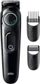 Braun BT3411 Beard Trimmer for Beard and Mustache, 40 Length Settings 0.5-20mm, Stainless Steel Blades, USB Rechargeable, Washable, Black and Green