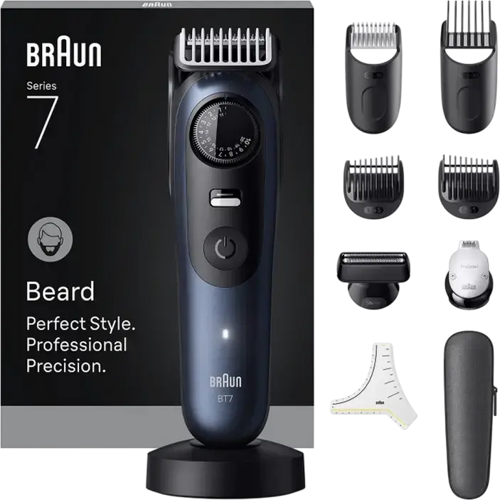 Braun Series 7 BT7540 Beard Trimmer, Lifetime Ultra Sharp ProBlade, 40 Length Settings 0.5-20mm, AutoSense Technology, Li-Ion Battery, 10 Barbering Tools