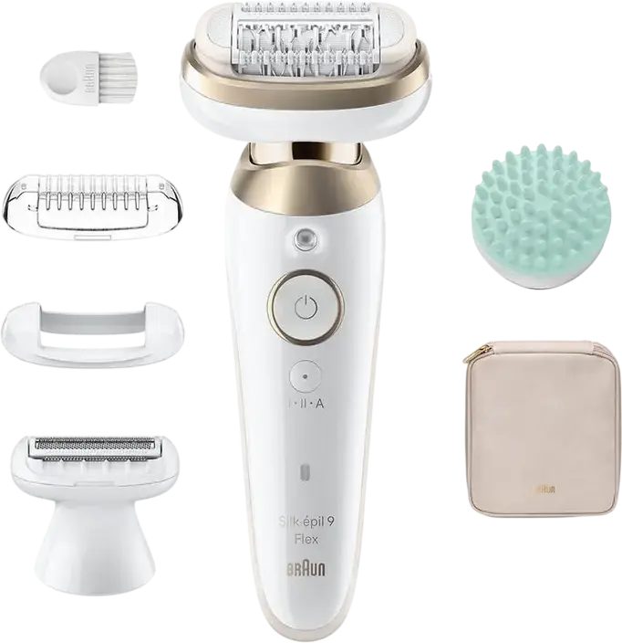 Epilator Braun Silk-épil 9 Flex SES9071, 40 Pense MicroGrip, Cap Flexibil 360, Wet & Dry, Baterie 50 min, Set de 7 piese