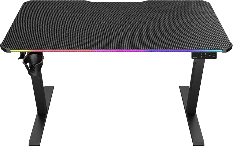 Электрический игровой стол с регулировкой высоты Cougar E-Ares 120 CGR-E-ARES120, поверхность из углеродного волокна 120x60см, RGB, 4 пресета, USB-C, черный