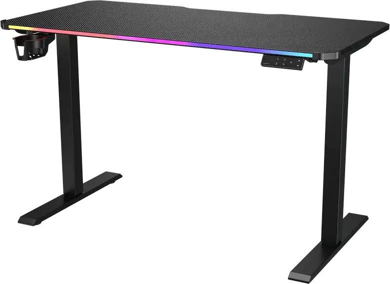 Электрический игровой стол с регулировкой высоты Cougar E-Ares 120 CGR-E-ARES120, поверхность из углеродного волокна 120x60см, RGB, 4 пресета, USB-C, черный