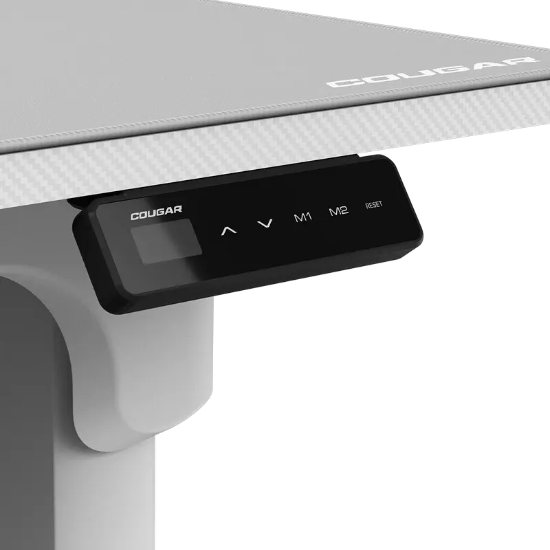 Cougar E-Grav 160 Electric Height Adjustable Gaming Desk, White, Twin Motor, 1600x750mm, 730-1180mm Height Range, 2 Memory Presets, CGR-E-GRAV160