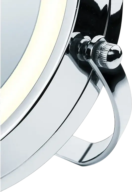 Beurer BS59 Illuminated Cosmetics Mirror, 2-in-1 Normal and 5x Magnification, LED Ring Light, Stainless Steel, Wall-Mounted and Portable, Grey