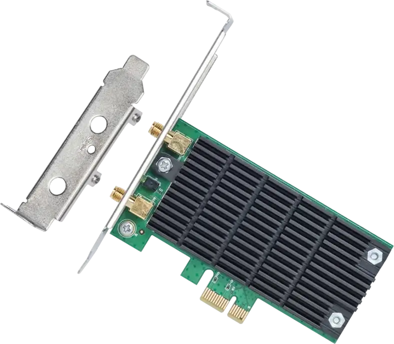 Беспроводной адаптер TP-Link Archer T4E AC1200 Dual Band PCI Express, скорость 1200 Мбит/с (867+300), 2x2 MIMO, Beamforming, съемные антенны