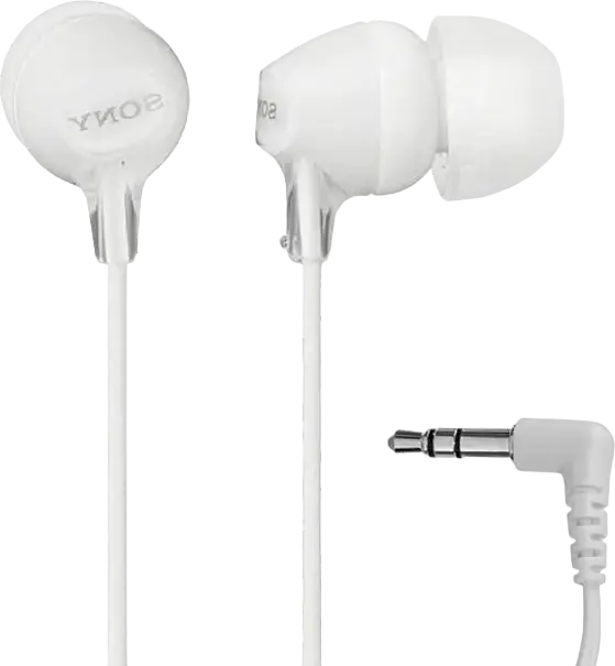 Casca Intraaurale Sony MDR-EX15LP cu Fir, Driver Dinamic Neodimiu 9mm, Raspuns de Frecventa 8-22kHz, Microfon Integrat, Jack 3.5mm L-shape, Alb