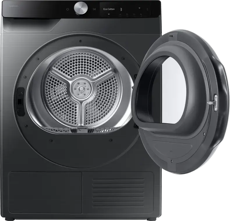 Samsung DV90DG6845LBU4 Heat Pump Dryer, 9kg Capacity, Energy Class A, AI Dry+, SmartThings WiFi, Hygiene Care, Black, Free-standing