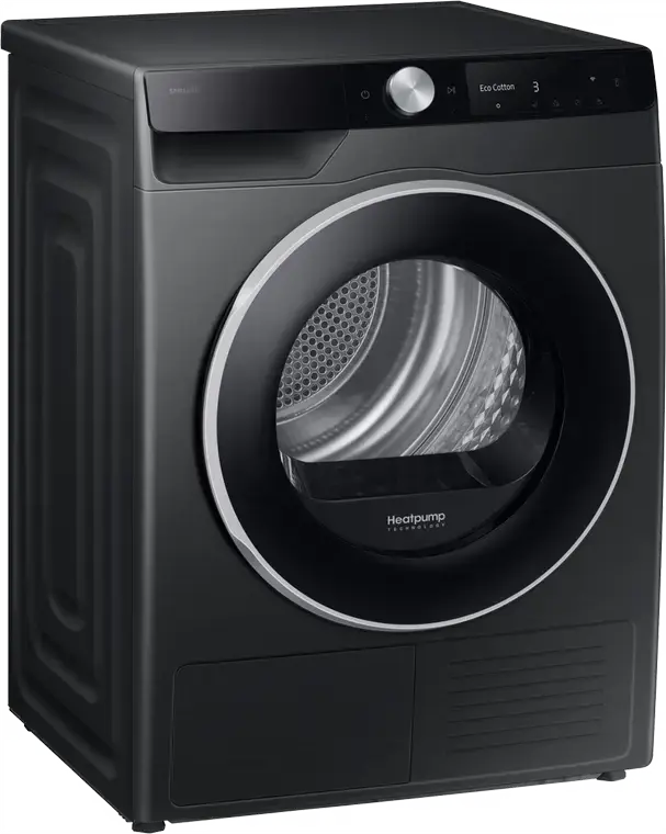 Samsung DV90DG6845LBU4 Heat Pump Dryer, 9kg Capacity, Energy Class A, AI Dry+, SmartThings WiFi, Hygiene Care, Black, Free-standing