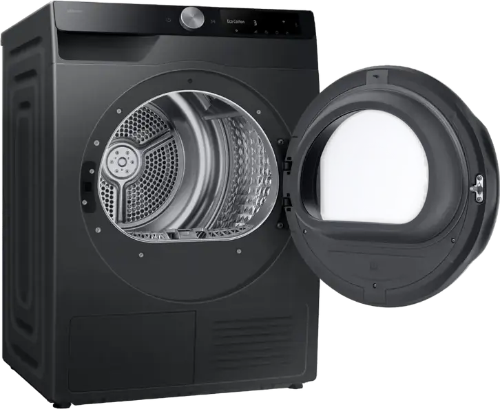 Samsung DV90DG6845LBU4 Heat Pump Dryer, 9kg Capacity, Energy Class A, AI Dry+, SmartThings WiFi, Hygiene Care, Black, Free-standing