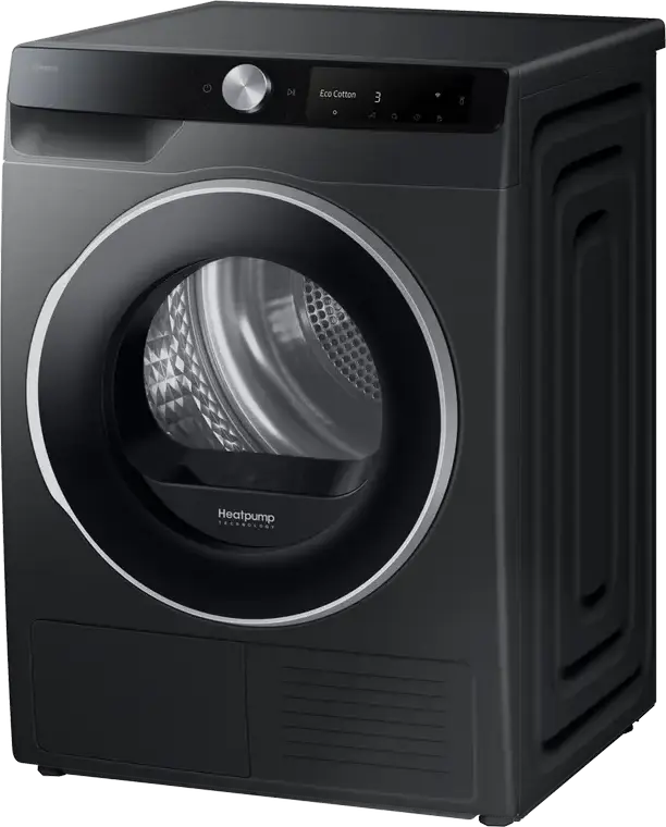 Samsung DV90DG6845LBU4 Heat Pump Dryer, 9kg Capacity, Energy Class A, AI Dry+, SmartThings WiFi, Hygiene Care, Black, Free-standing