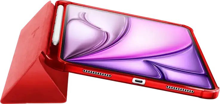 Cellularline Folio Pro Case for iPad Air 11 (2024/M2), Faux Leather Book Cover with Pen Holder and Auto Sleep/Wake, Red
