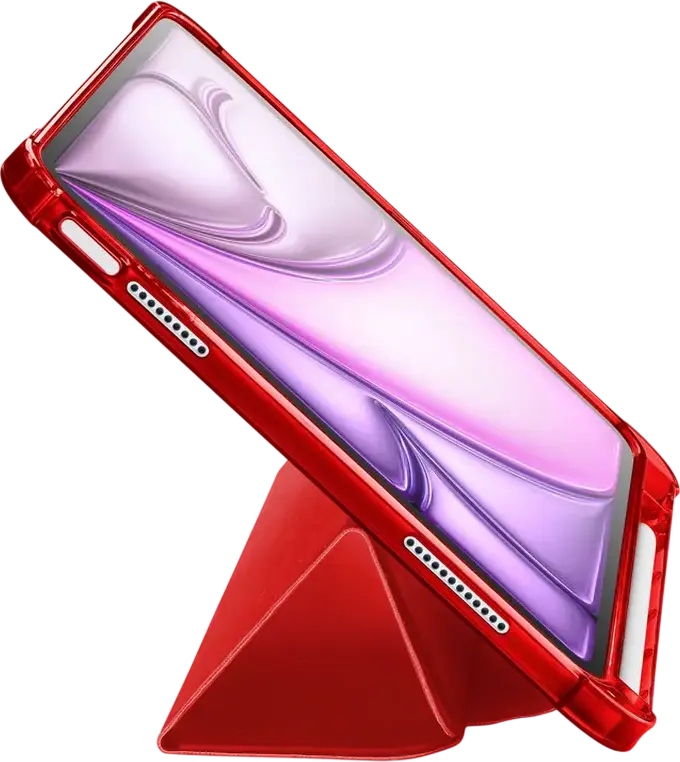 Cellularline Folio Pro Case for iPad Air 11 (2024/M2), Faux Leather Book Cover with Pen Holder and Auto Sleep/Wake, Red