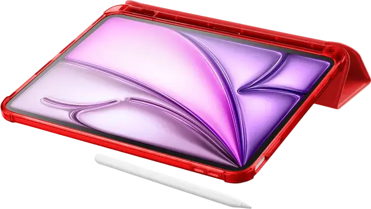 Cellularline Folio Pro Case for iPad Air 11 (2024/M2), Faux Leather Book Cover with Pen Holder and Auto Sleep/Wake, Red