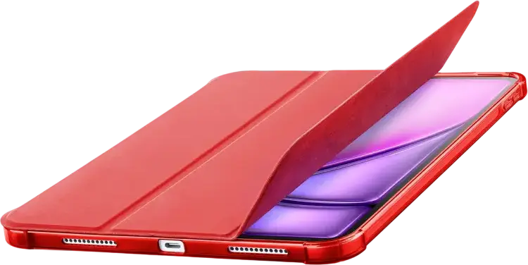 Cellularline Folio Pro Case for iPad Air 11 (2024/M2), Faux Leather Book Cover with Pen Holder and Auto Sleep/Wake, Red