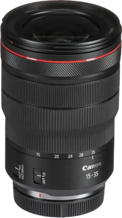 Obiectiv zoom wide Canon RF 15-35mm f/2.8L IS USM pentru Full-Frame, Autofocus Nano USM, Stabilizare Imagine, Rezistenta la intemperii, Filtru 82mm