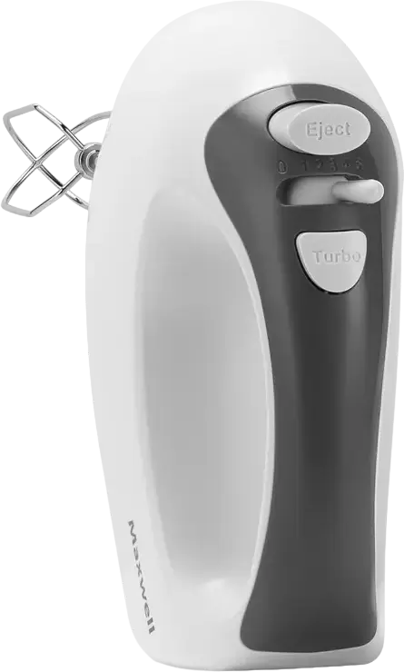 Maxwell MW-1356 Manual Hand Mixer, 300W, 5 Speed Settings with Turbo Mode, Plastic Housing, White, includes 2 Beaters and 2 Dough Hooks