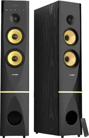 Sistem Boxe Tower Stereo F&D T-88X 2.0, 300W RMS, Design Acustic pe 3 Caii, Bluetooth 4.2, HDMI ARC, Optic, AUX, USB, SD, Radio FM, MDF Negru