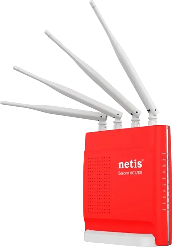 Router Gaming Netis WF2681 Beacon AC1200 Dual-Band, Viteza 1200Mbps, Porturi Gigabit Ethernet, 4 Antene Externe, QoS Automat pentru Gaming, Rosu